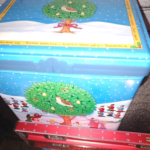 1999 Partridge In A Pear Tree Latching Flip Top Popcorn Tin Olive Can Company - Picture 8 of 11